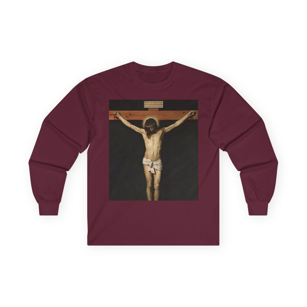 Crucification of Jesus cotton long sleeve artwork by Diego Velázquez