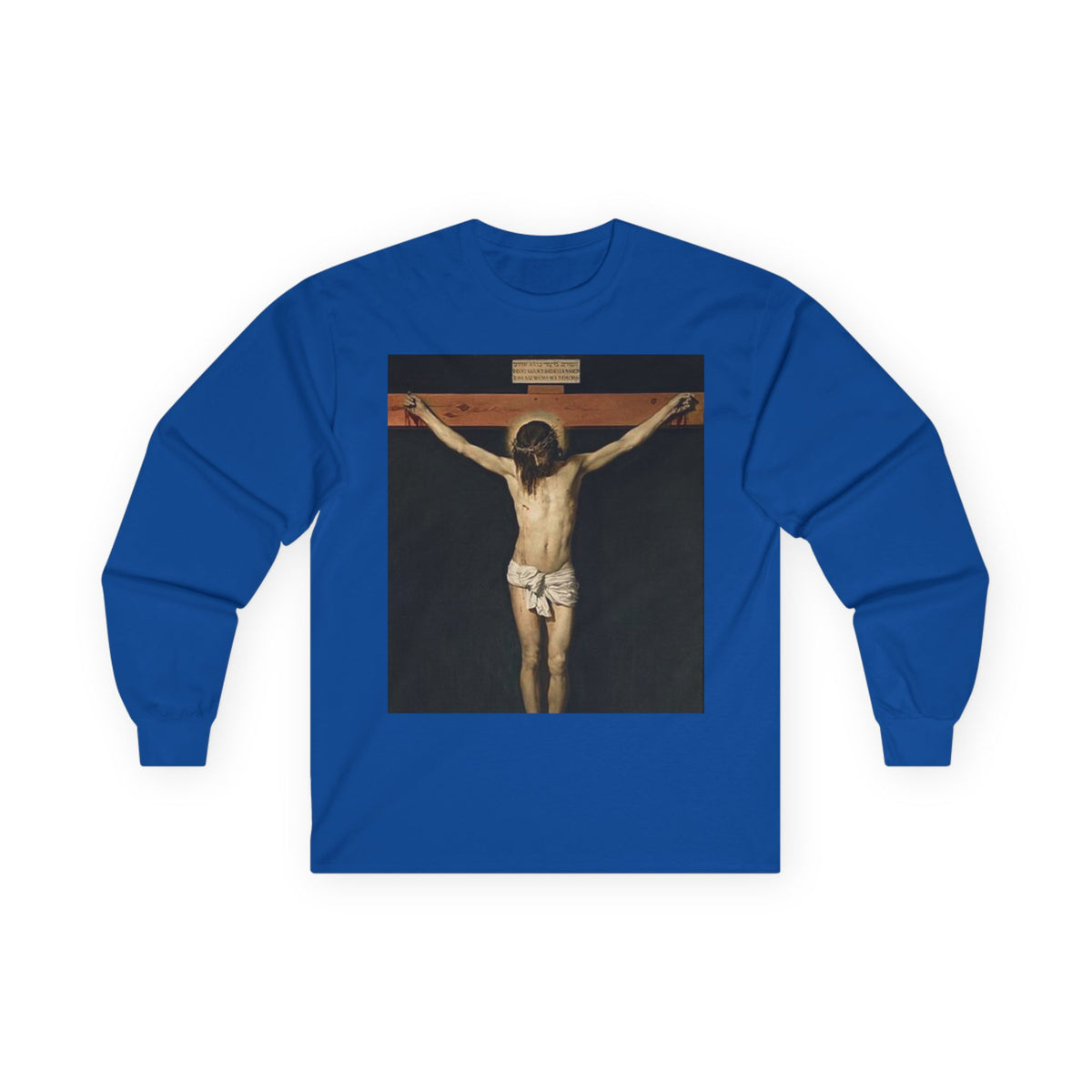 Crucification of Jesus cotton long sleeve artwork by Diego Velázquez