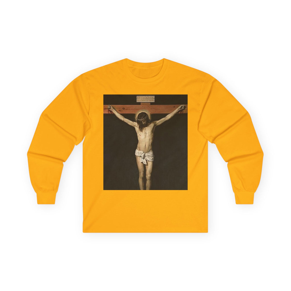 Crucification of Jesus cotton long sleeve artwork by Diego Velázquez