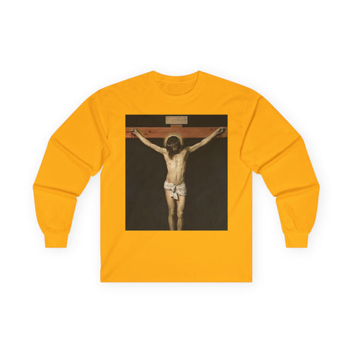 Crucification of Jesus cotton long sleeve artwork by Diego Velázquez