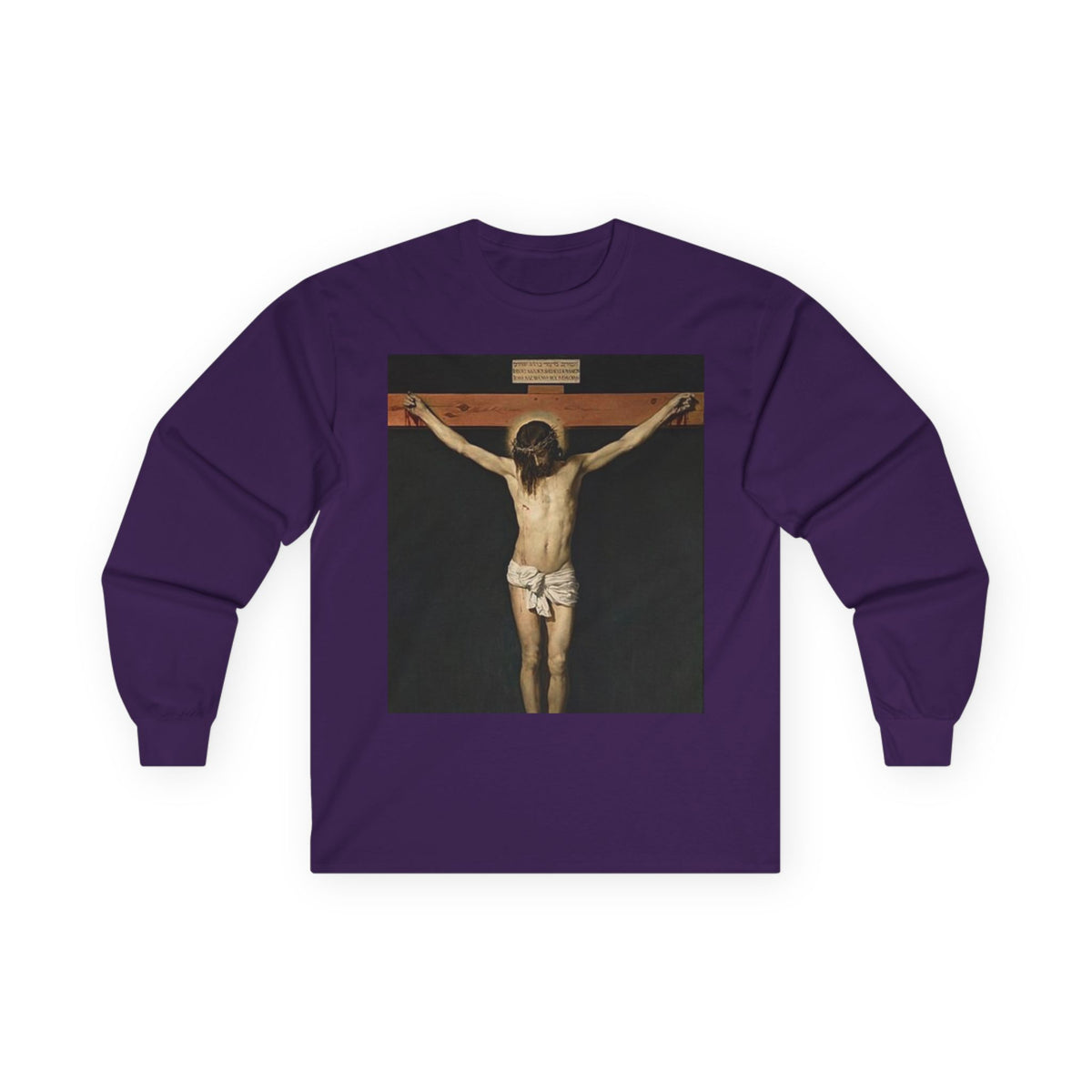 Crucification of Jesus cotton long sleeve artwork by Diego Velázquez