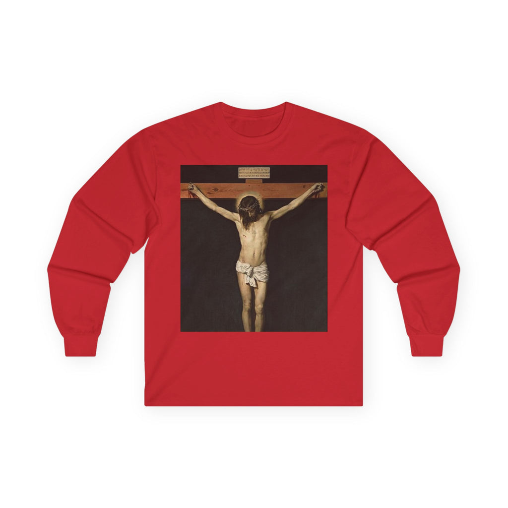 Crucification of Jesus cotton long sleeve artwork by Diego Velázquez