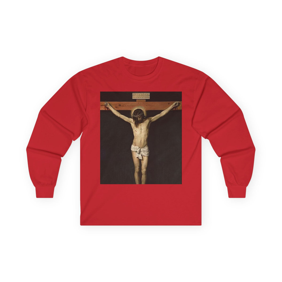Crucification of Jesus cotton long sleeve artwork by Diego Velázquez