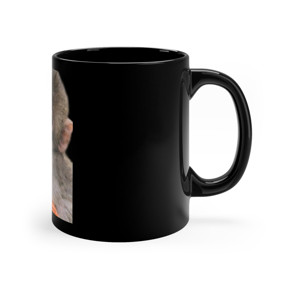 Cute Baby Monkey Hugging Plush — 11oz Black Coffee Mug